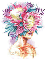 Без бренда «Портрет девушка с оригинальными цветами на голове» в Оренбурге