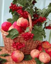 Без бренда «Плетёная корзина с калиной и яблоками» в Оренбурге