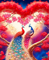 Павлины на цветущем дереве