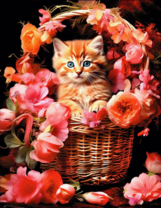 Без бренда «Рыжий котенок в корзине с цветами» в Оренбурге в интернет-магазине  Без бренда «Рыжий котенок в корзине с цветами» в Оренбурге