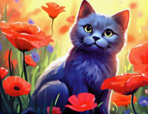 Без бренда «Серый котик и маки» в Оренбурге в интернет-магазине  Без бренда «Серый котик и маки» в Оренбурге