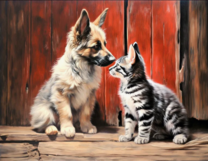 Без бренда «Знакомство котенка и щенка» в Оренбурге в интернет-магазине  Без бренда «Знакомство котенка и щенка» в Оренбурге